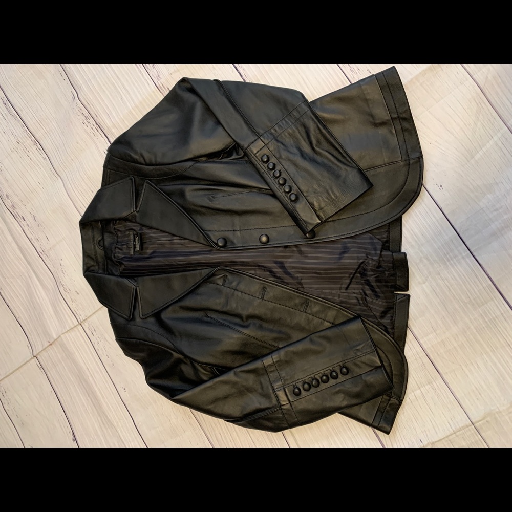 Black leather blazer